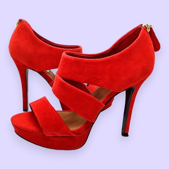 Steve Madden Shoes - Stunning Red Suede Leather Platform High Heels